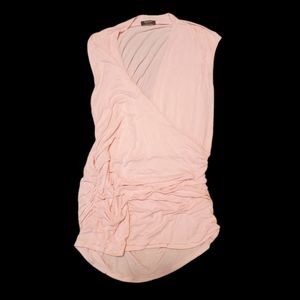 XXL Zeagoo light pink cross-front v-neck ruched top